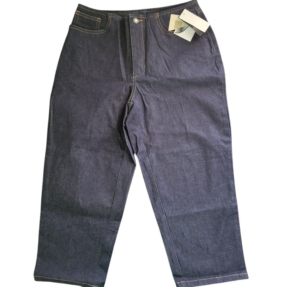 Crossroads Petite 6P Dark Blue Stretch Denim Capri Jeans Women NWT